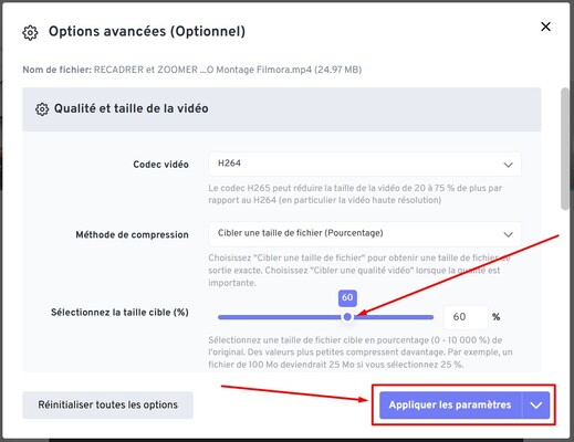 options compression freeconvert