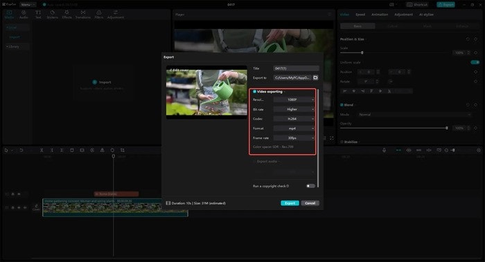 paramètres compression vidéo capcut