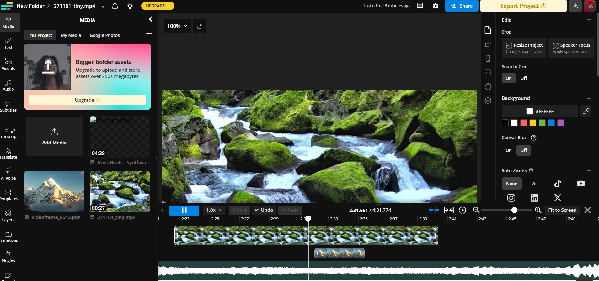 previsualisation vidéo sur kapwing
