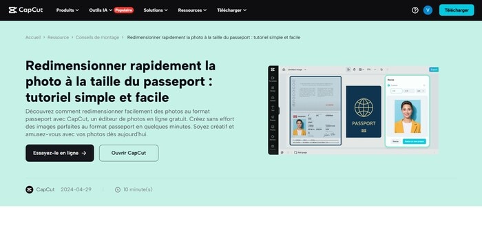 redimensionner photo avec capcut