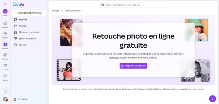 retoucher photo en ligne canva