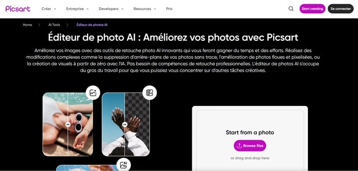 retoucher photo en ligne picsart