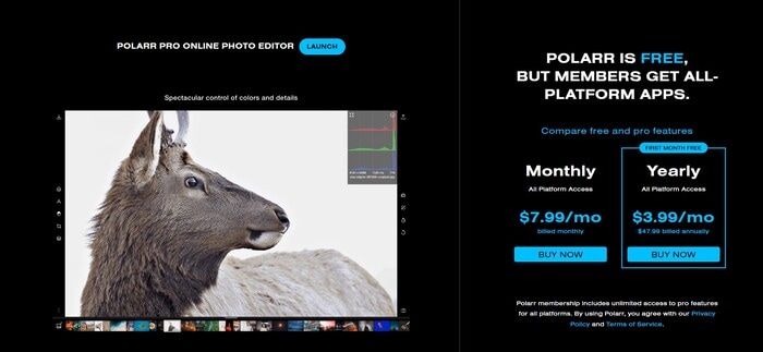 retoucher photo en ligne polarr