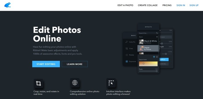 retoucher photo en ligne ribbet