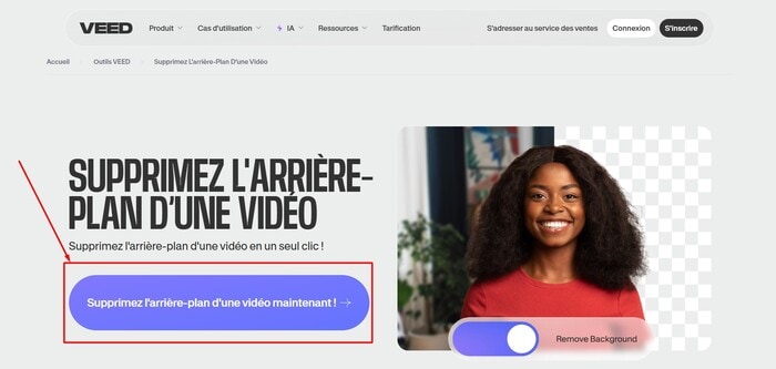 supprimer fond vidéo veed.io