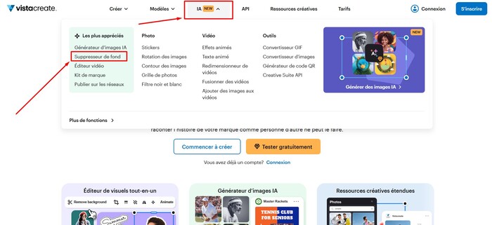 suppresseur fond vistacreate