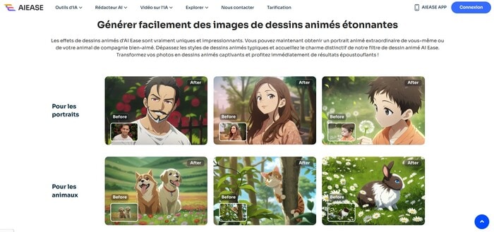 transformer photo en dessin ai ease