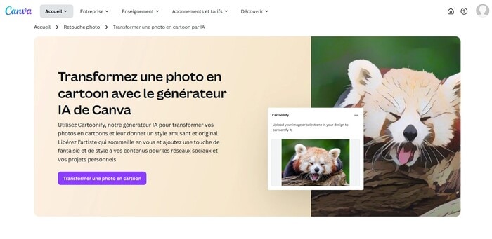 transformer photo en dessin canva