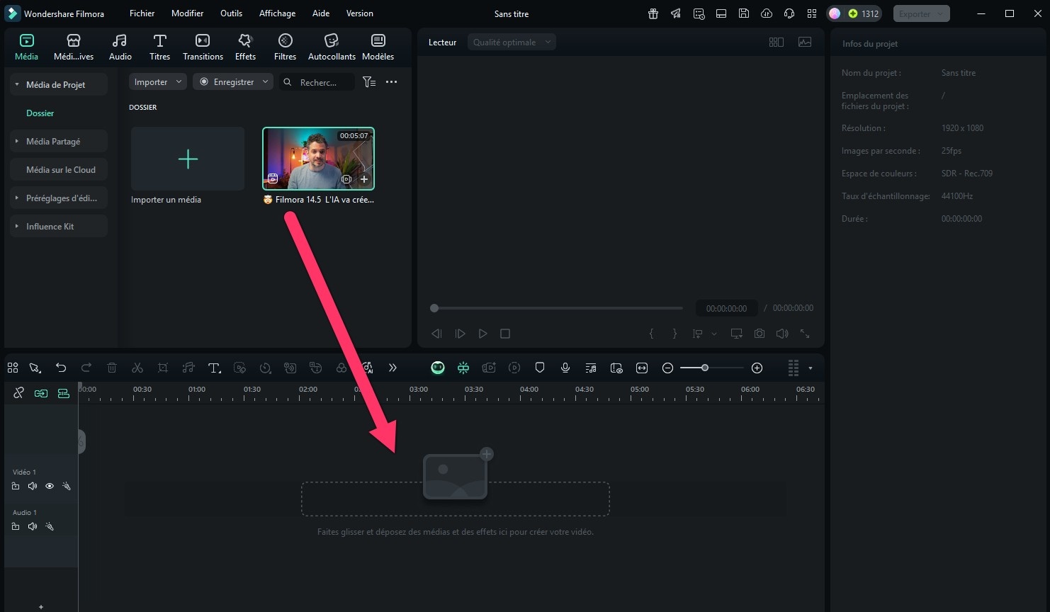 video importe timeline filmora
