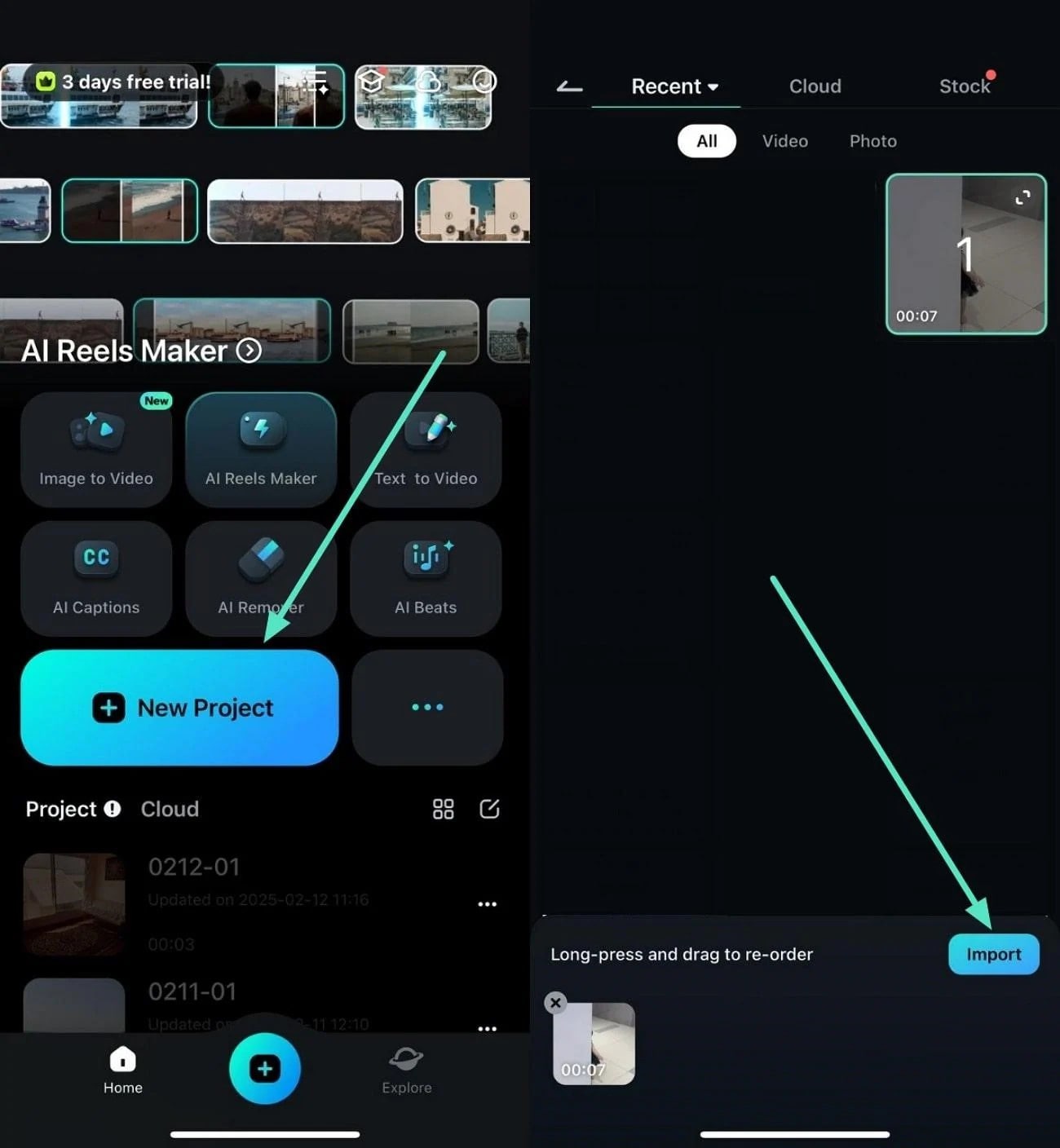 video importer sur timeline
