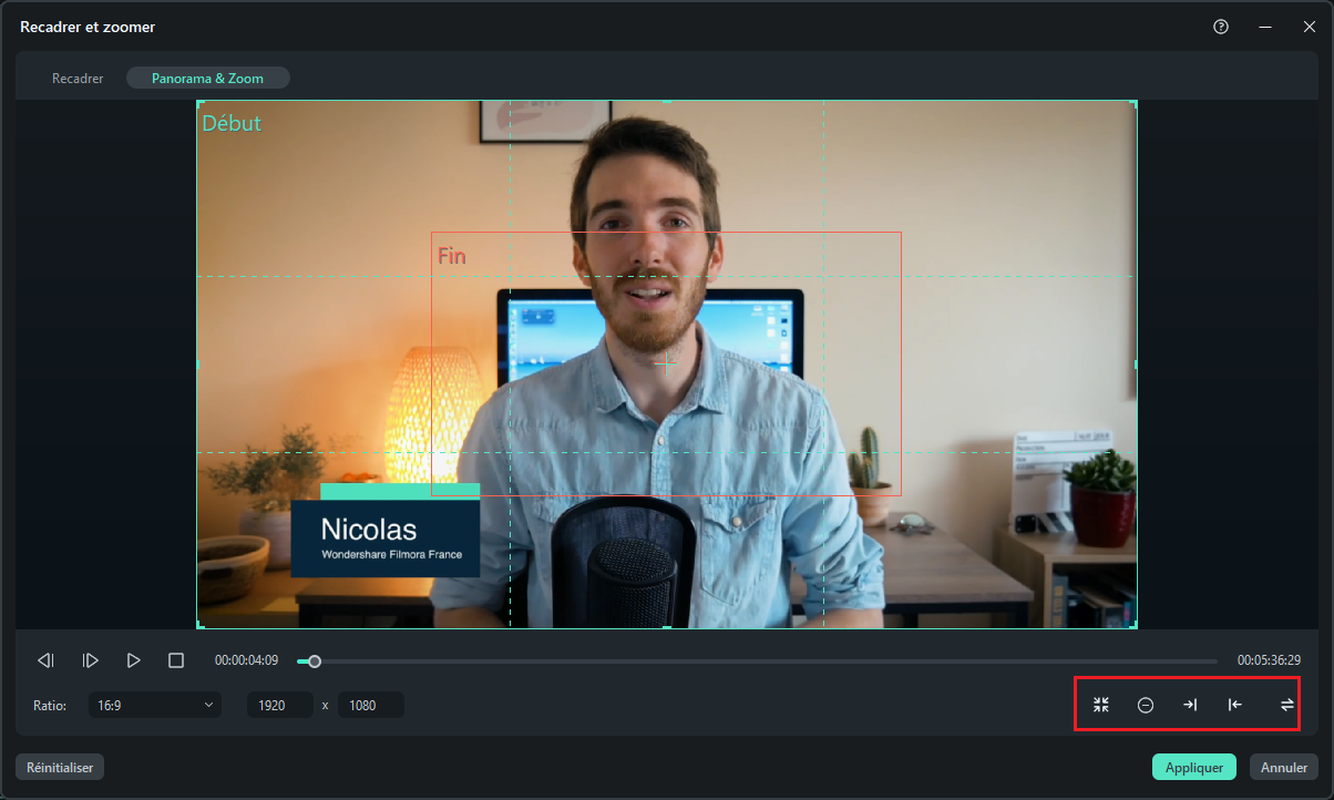 panoramique et zoom sur les vidéos et les photos