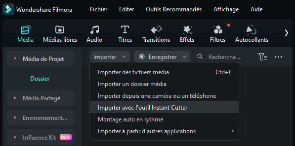filmora outil instant cutter