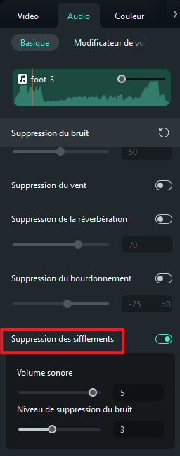 suppression du sifflement