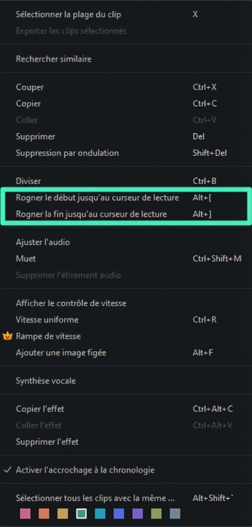 trim option in filmora