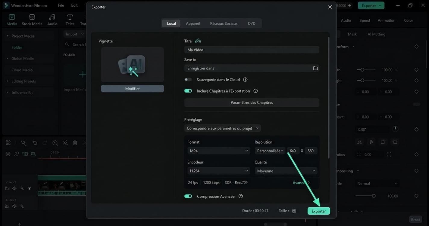 export the video with chapters
