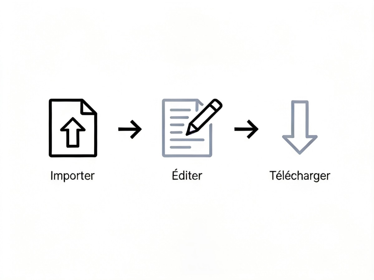 “Importer → Éditer → Télécharger” (capture ou schéma simple)