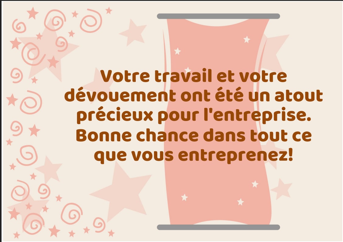 Carte d'adieu pour les collègues