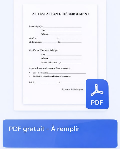 Attestation hébergement à remplir PDF