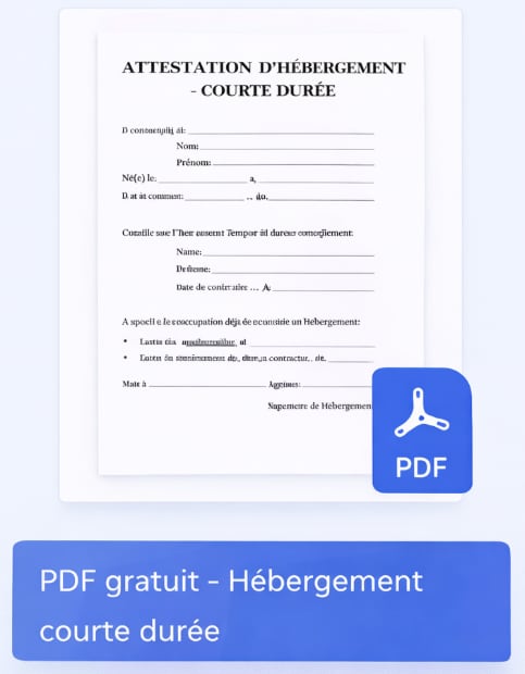 Attestation hébergement à remplir PDF