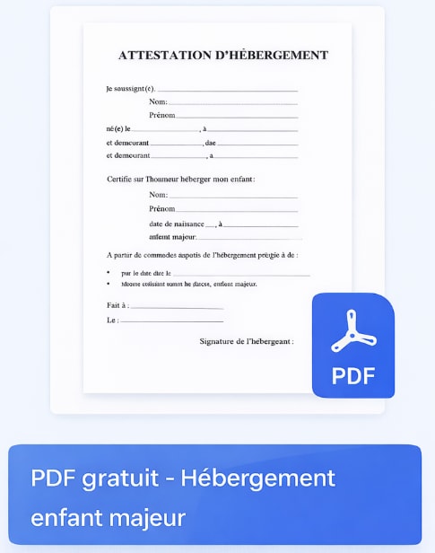 Attestation hébergement enfant majeur PDF