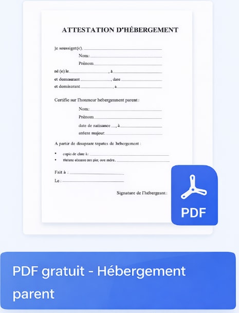 Attestation hébergement parent PDF