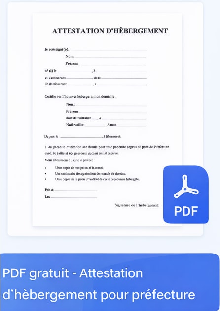 Attestation d’hébergement préfecture PDF