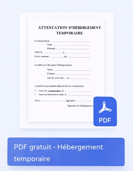 Attestation hébergement temporaire PDF