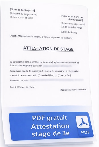 Attestation de stage 3e PDF