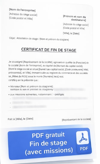 Attestation fin de stage avec missions PDF