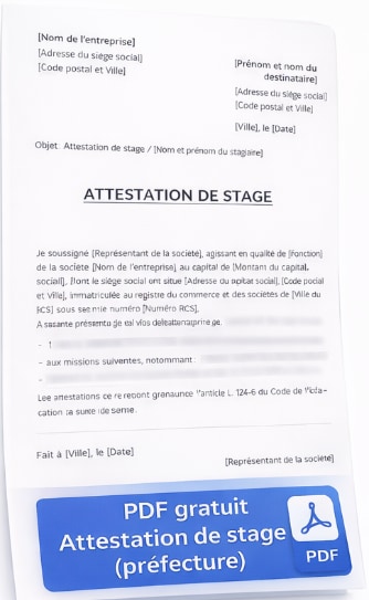 Attestation de stage préfecture PDF