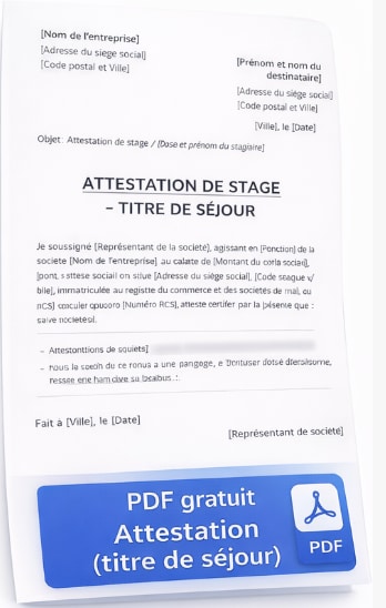 Attestation de stage titre de séjour PDF