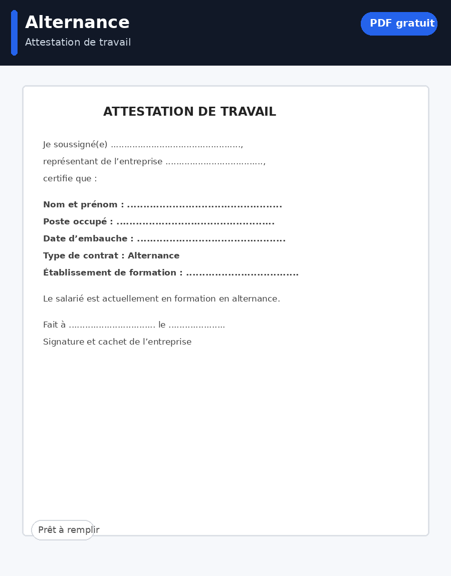 Attestation alternance PDF