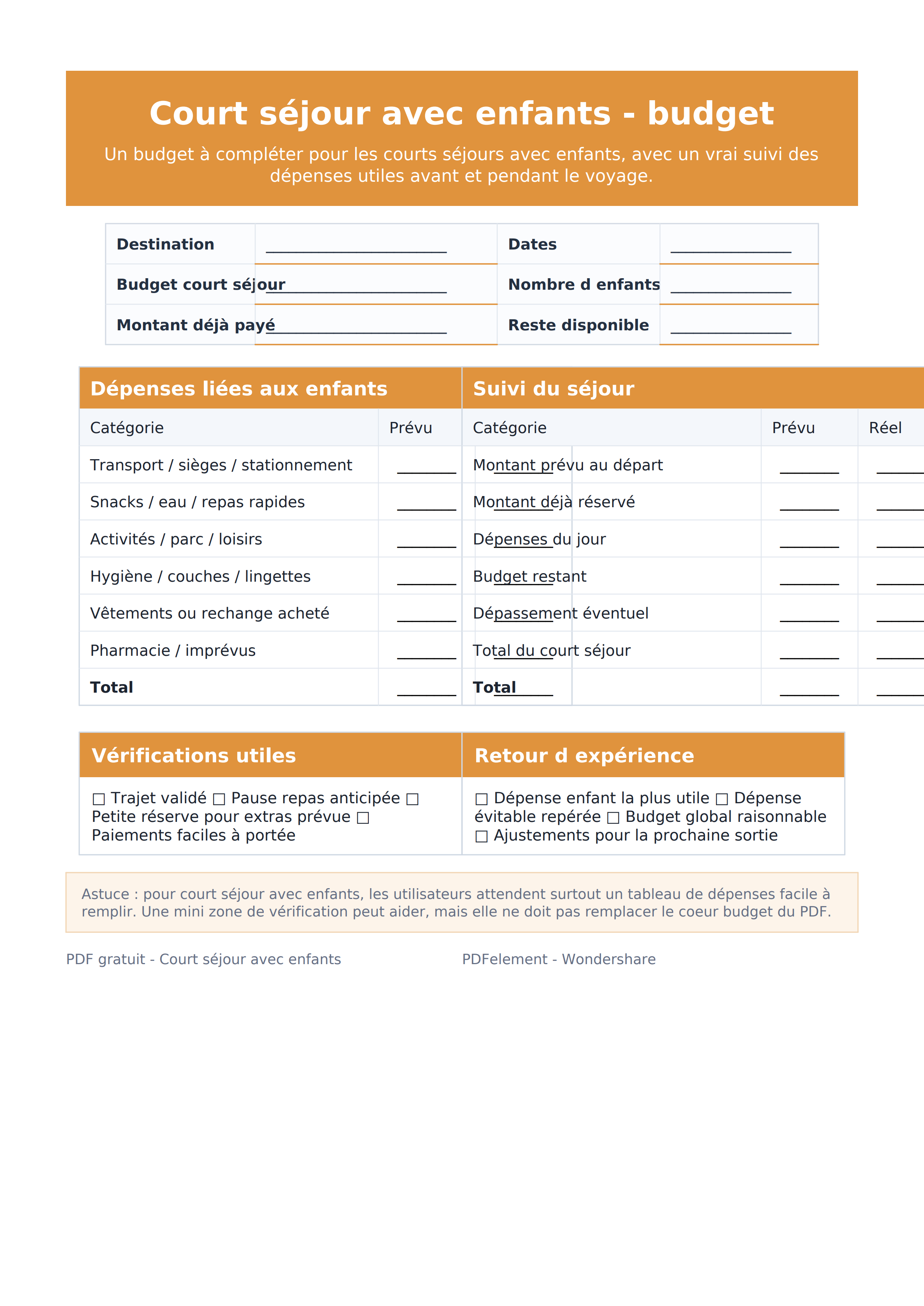 Budget court séjour enfants PDF