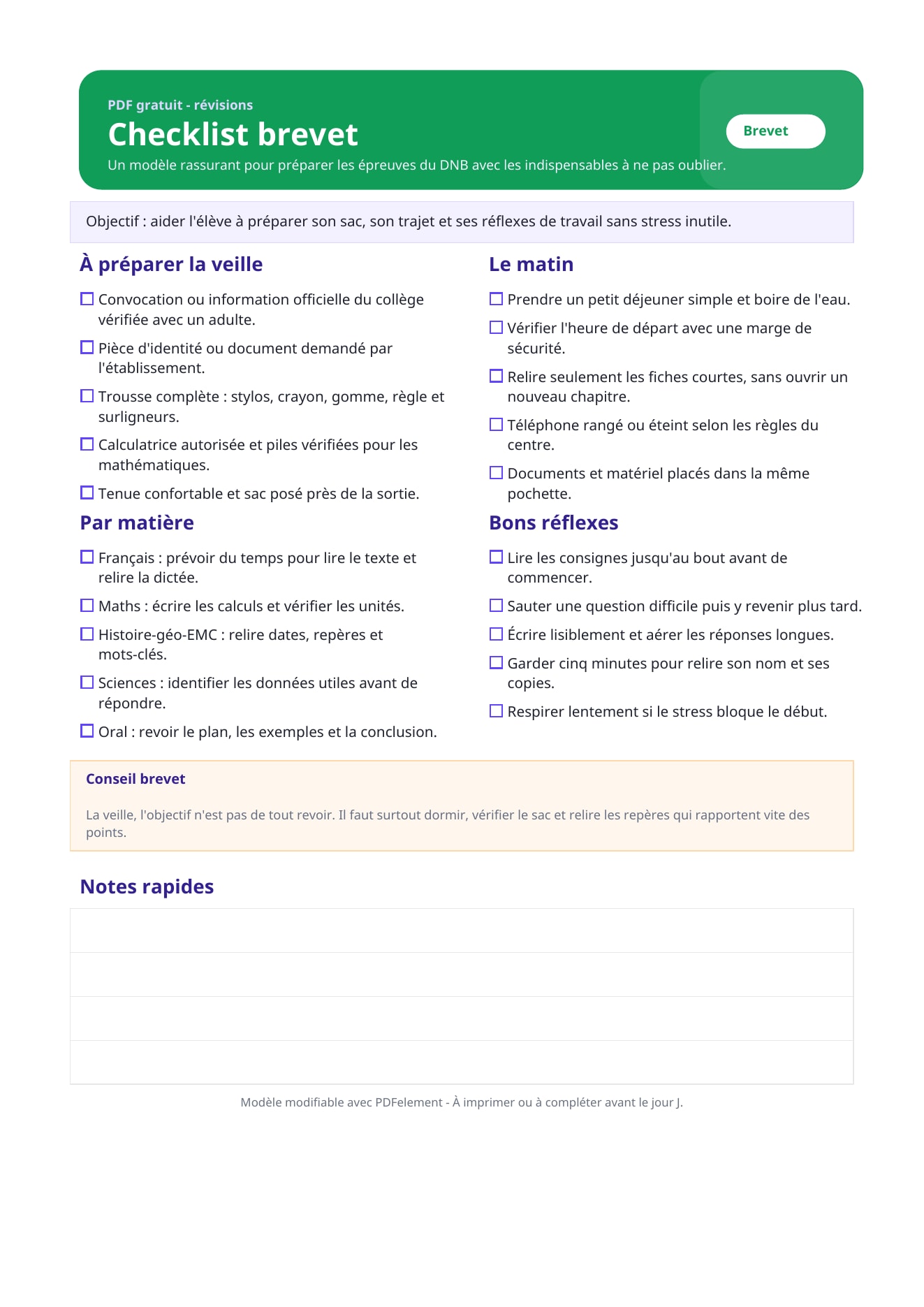 Checklist brevet PDF