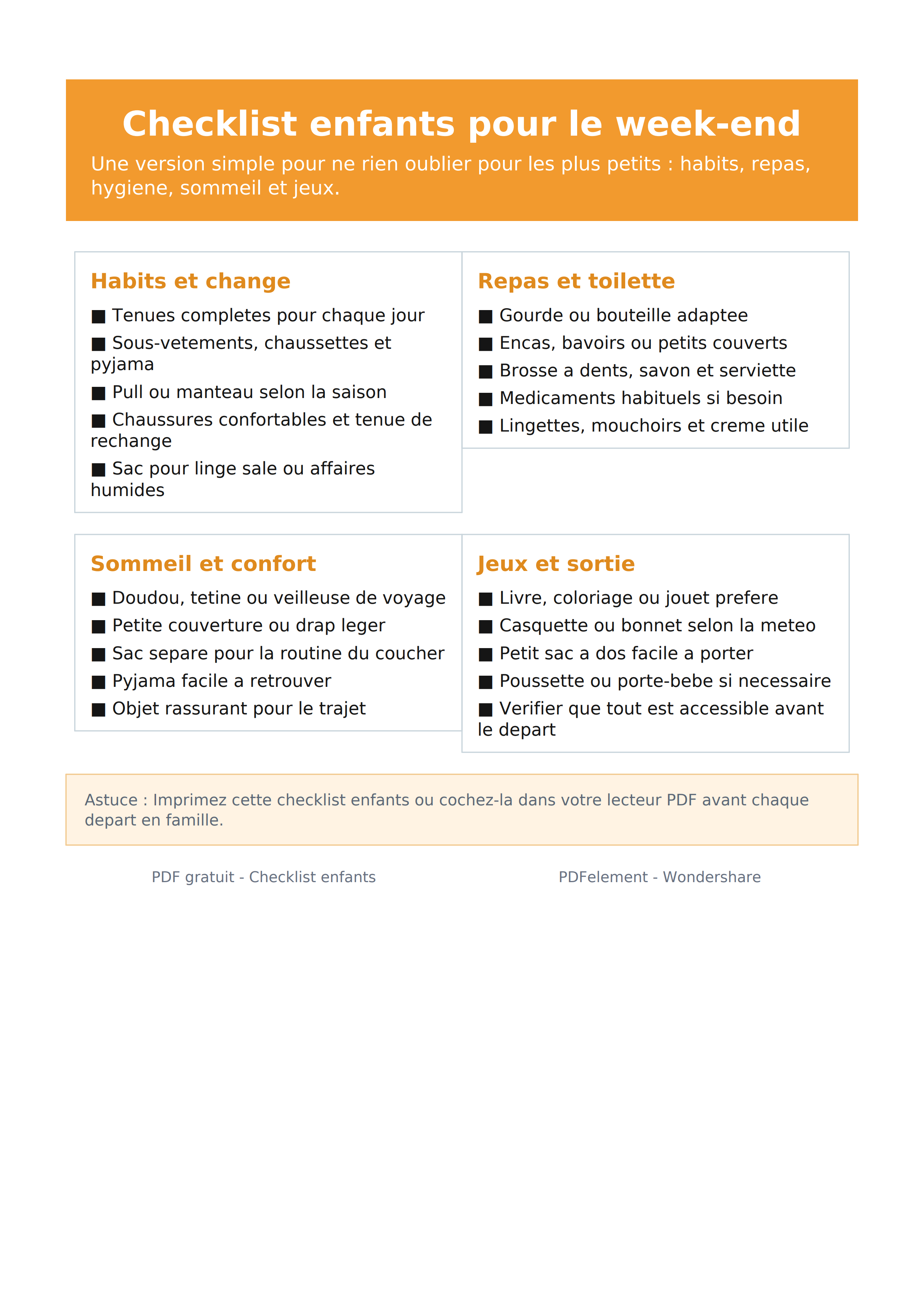 Checklist enfants week-end PDF