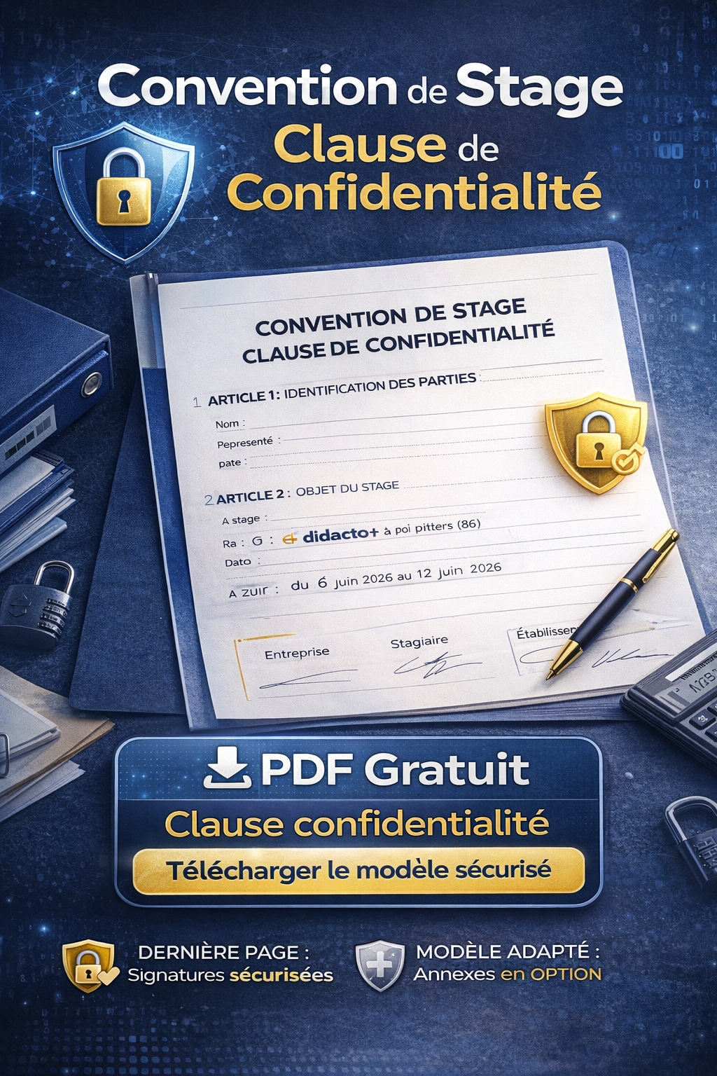 Convention de stage clause confidentialité PDF