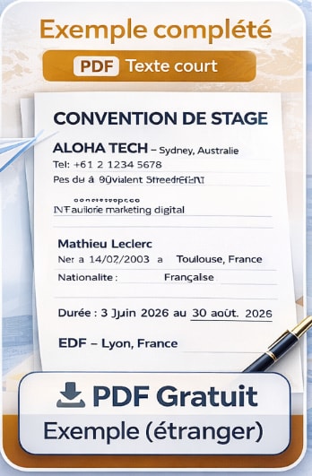 Exemple convention stage à l’étranger PDF