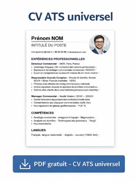 Modèle de CV ATS universel PDF