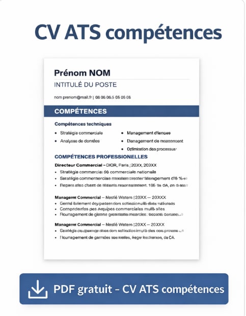 Modèle de CV ATS orienté compétences PDF