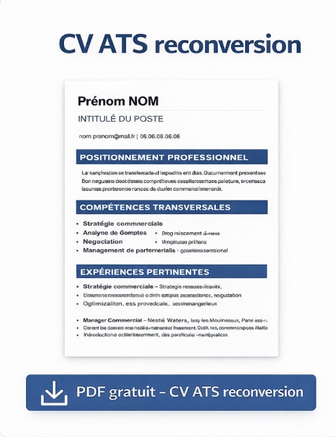 Modèle de CV ATS reconversion PDF