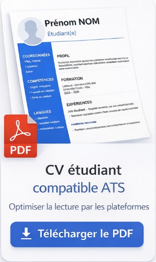 CV étudiant compatible ATS PDF