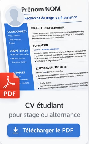 CV étudiant stage alternance PDF