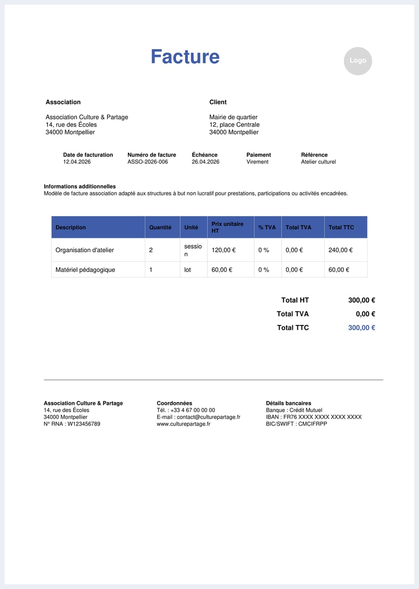 Facture remplissable PDF