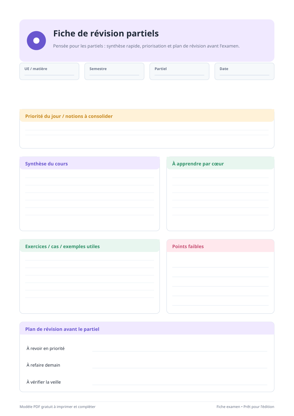 Fiche de révision partiels PDF