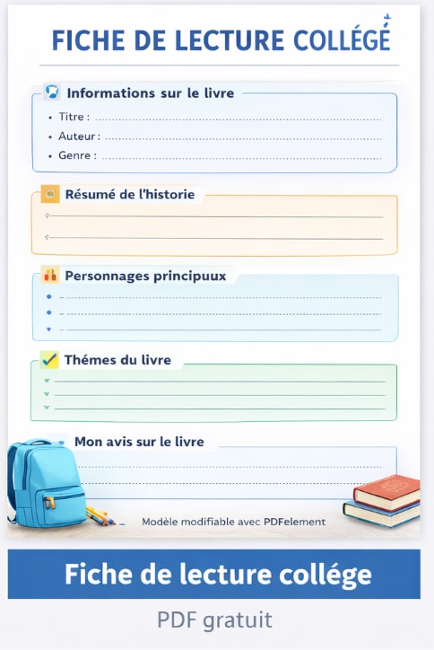 Fiche de lecture collège PDF