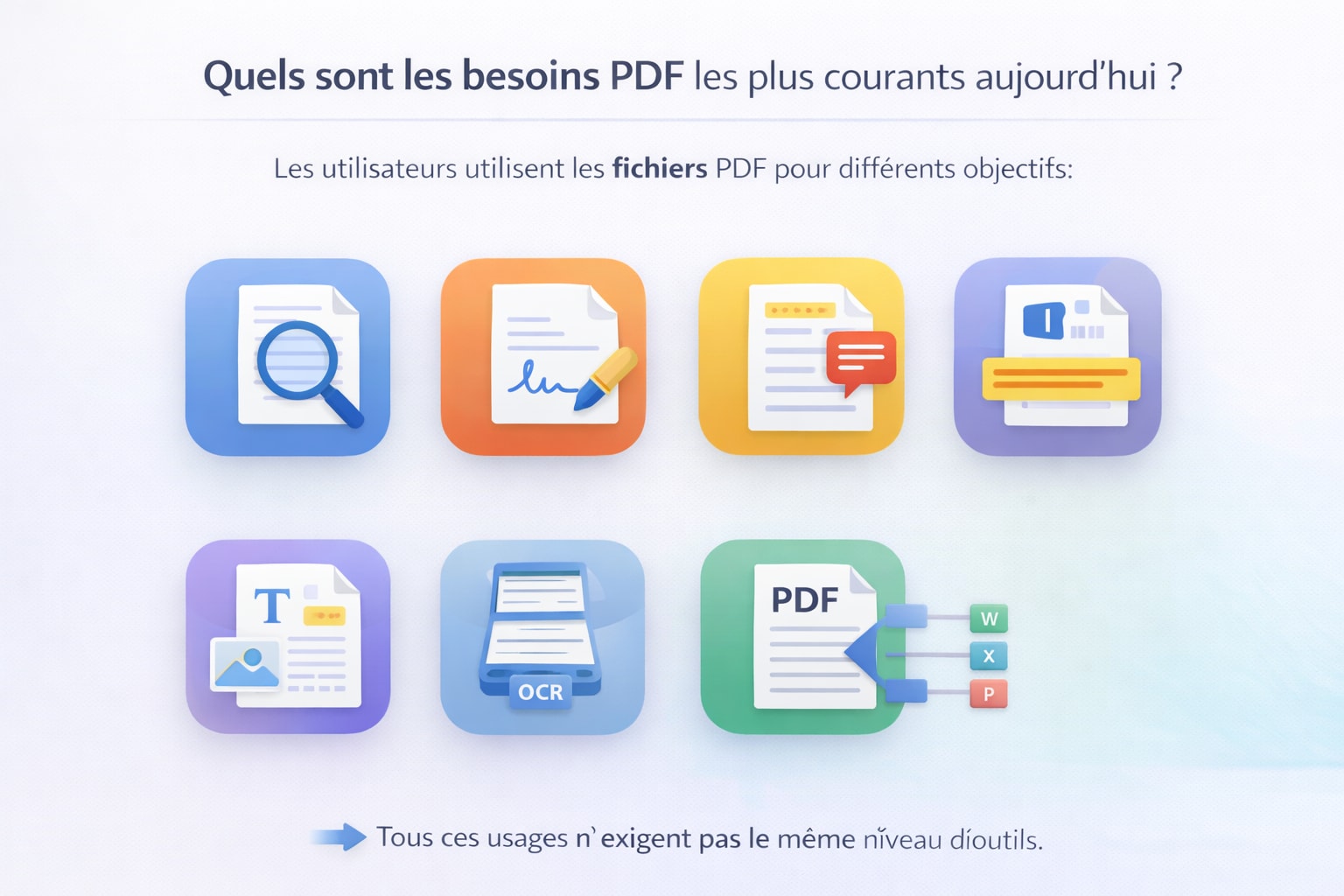 usages courants des fichiers PDF