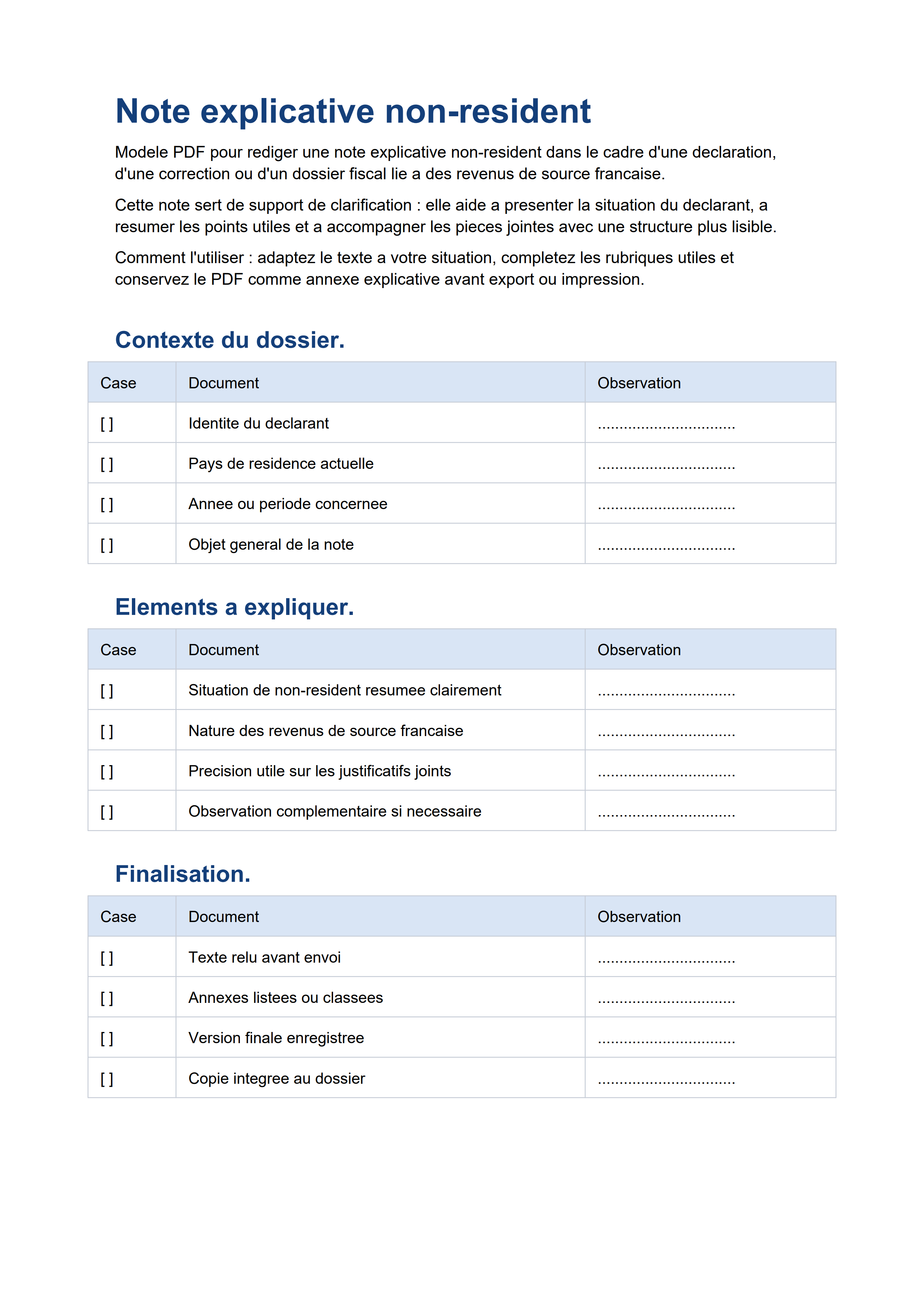 Note explicative non-résident PDF