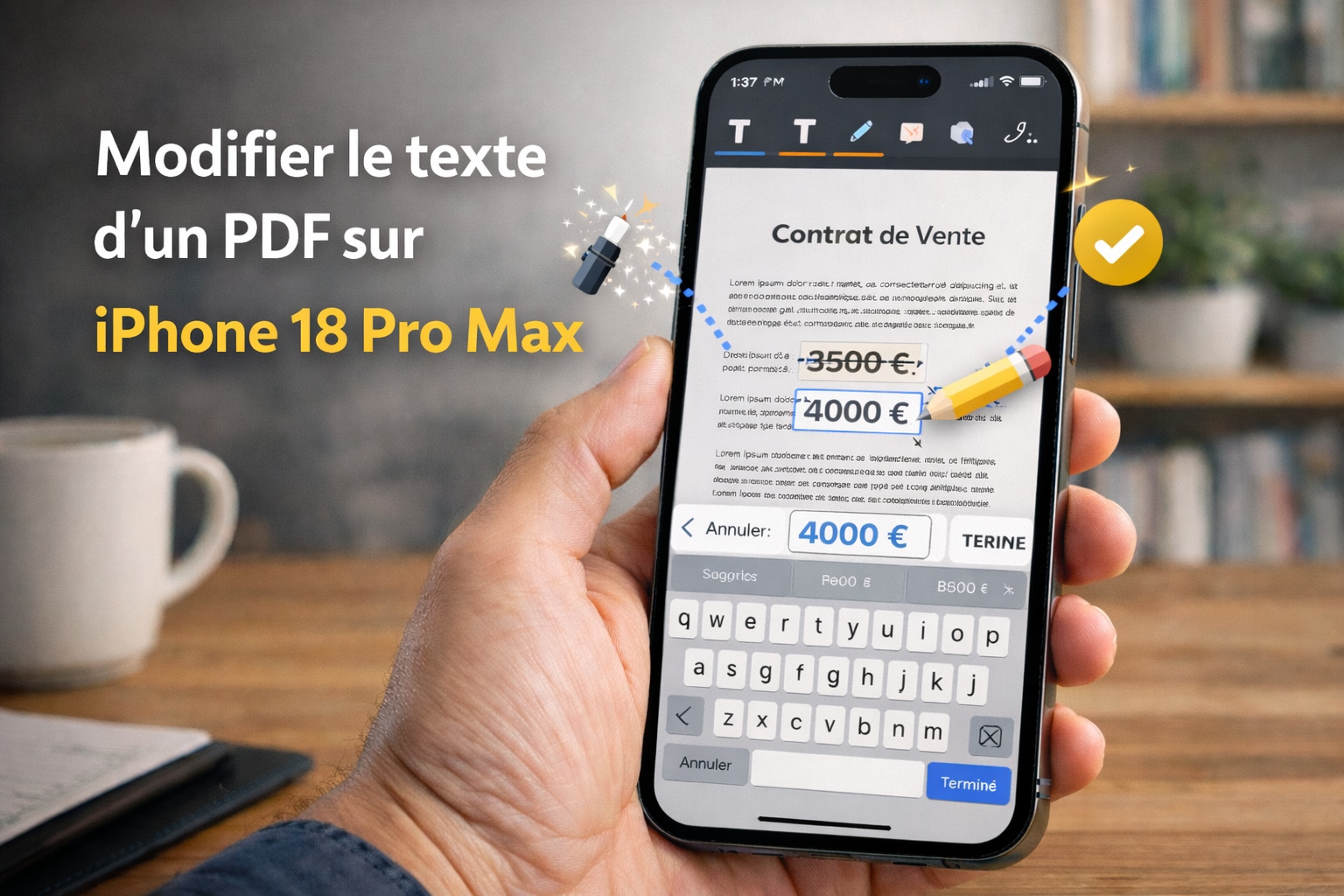 Modifier le texte d’un PDF sur iPhone 18 Pro Max