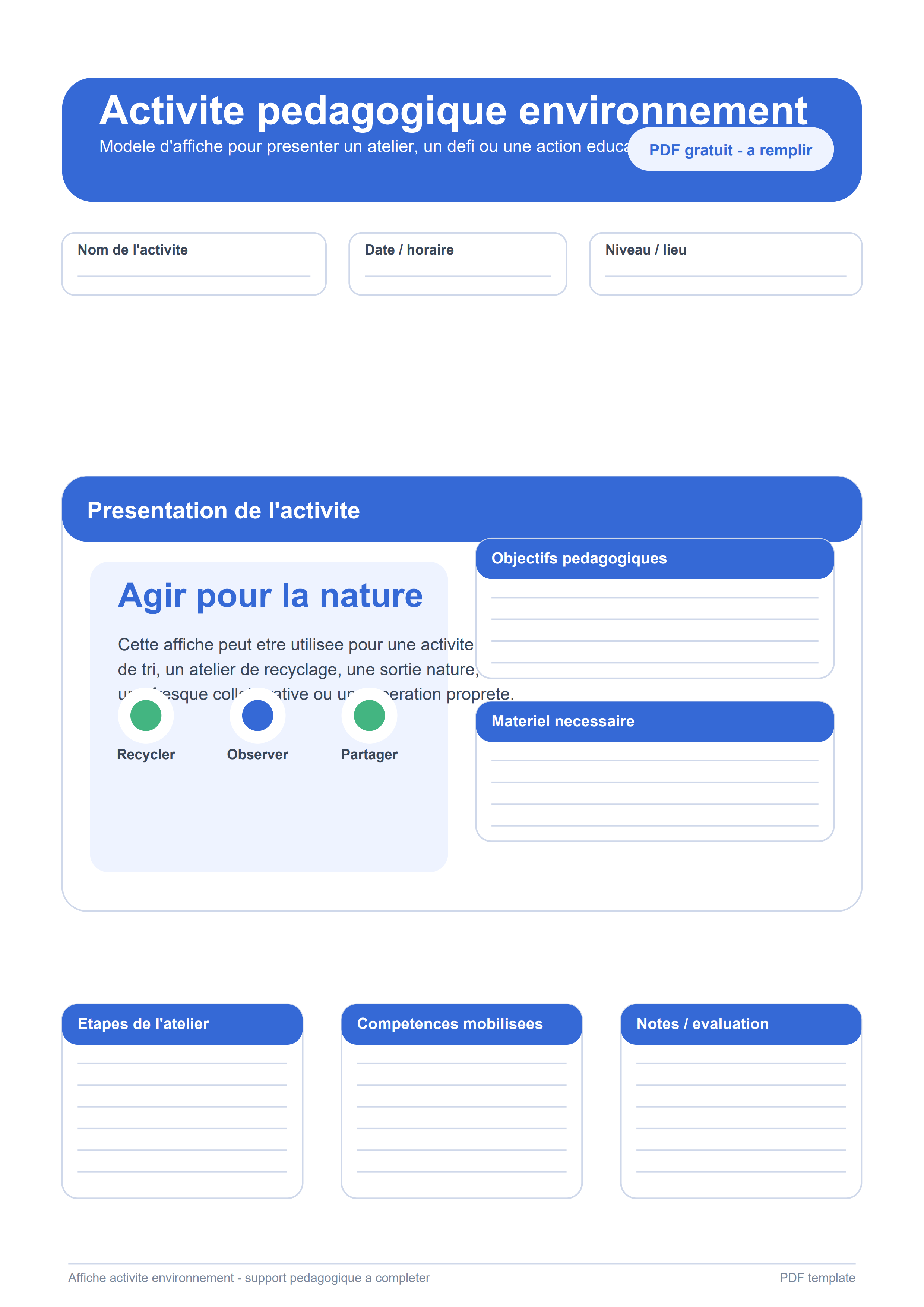 Affiche activité environnement PDF