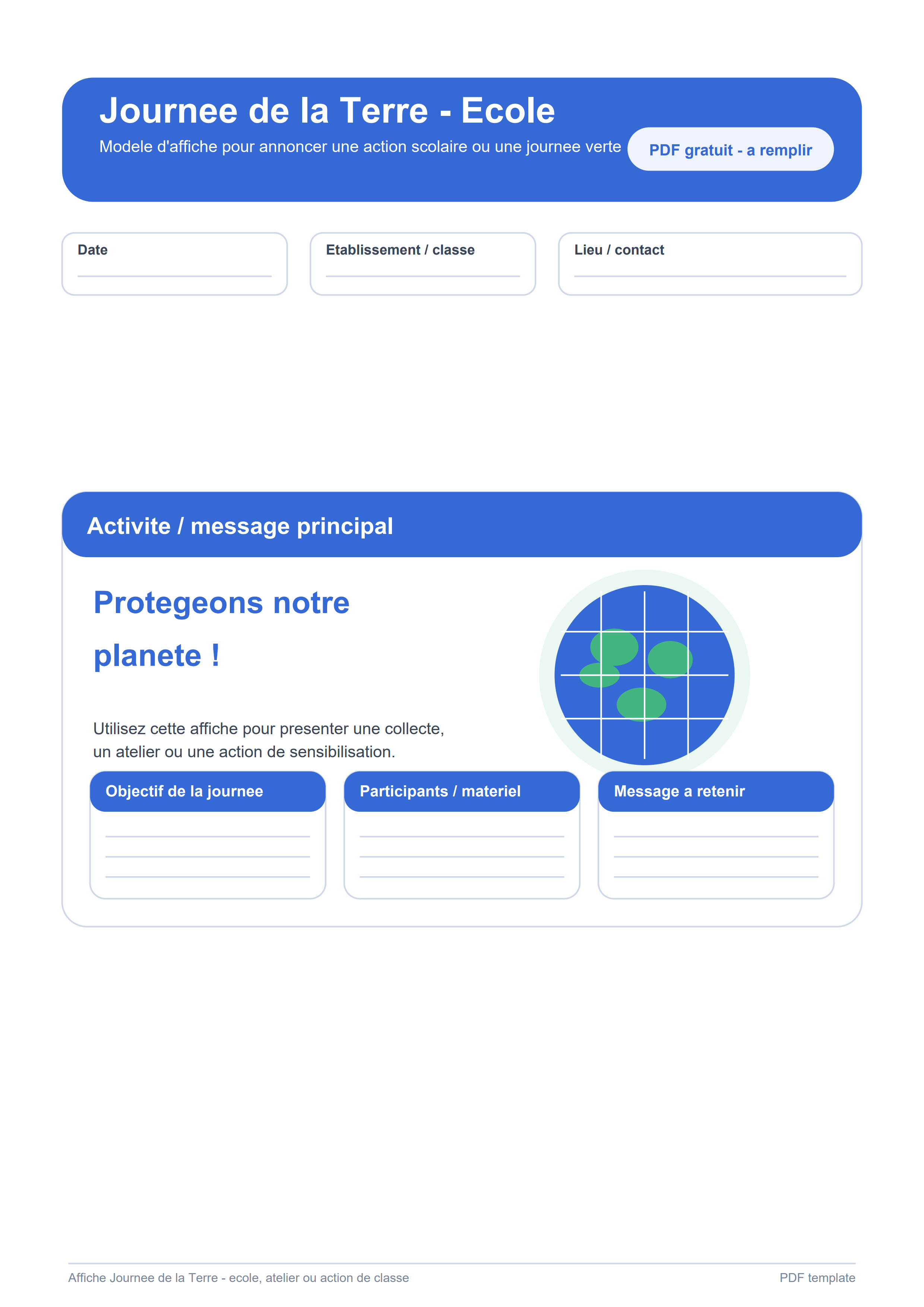 Affiche Journée de la Terre école PDF